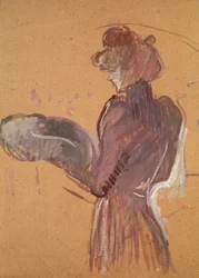 Jeune femme tenant un chapeau